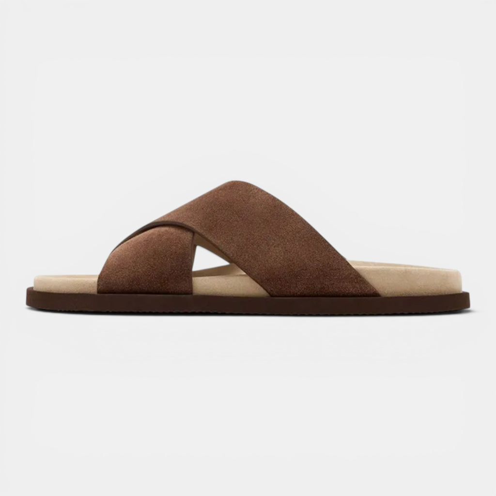 Monvaline | Men's Classic Suede Flip Flops Flat Sole Casual Beach Sandals