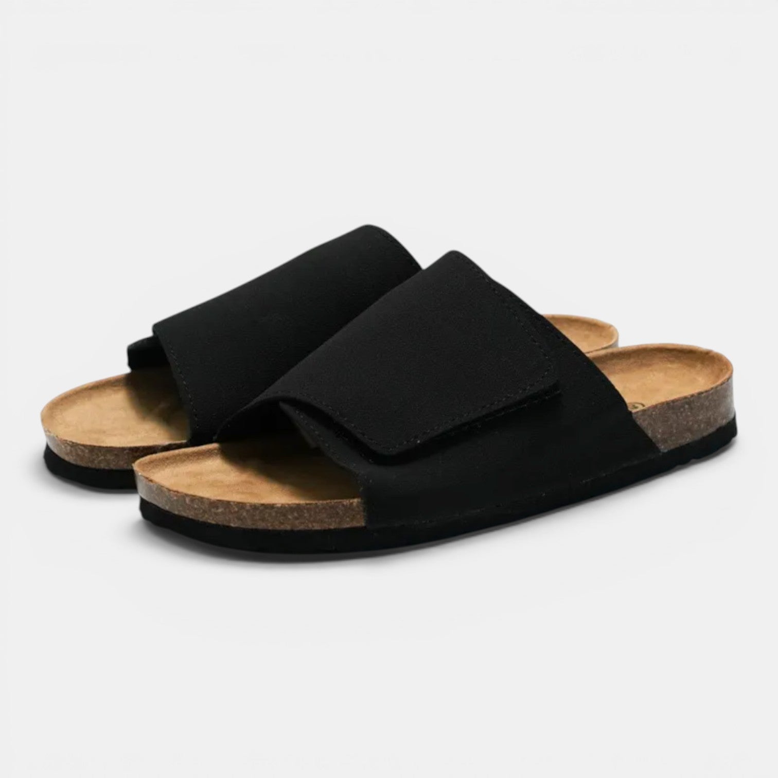 Monvaline | Men's PU Leather Cork Sandals Rubber Sole Casual Slides