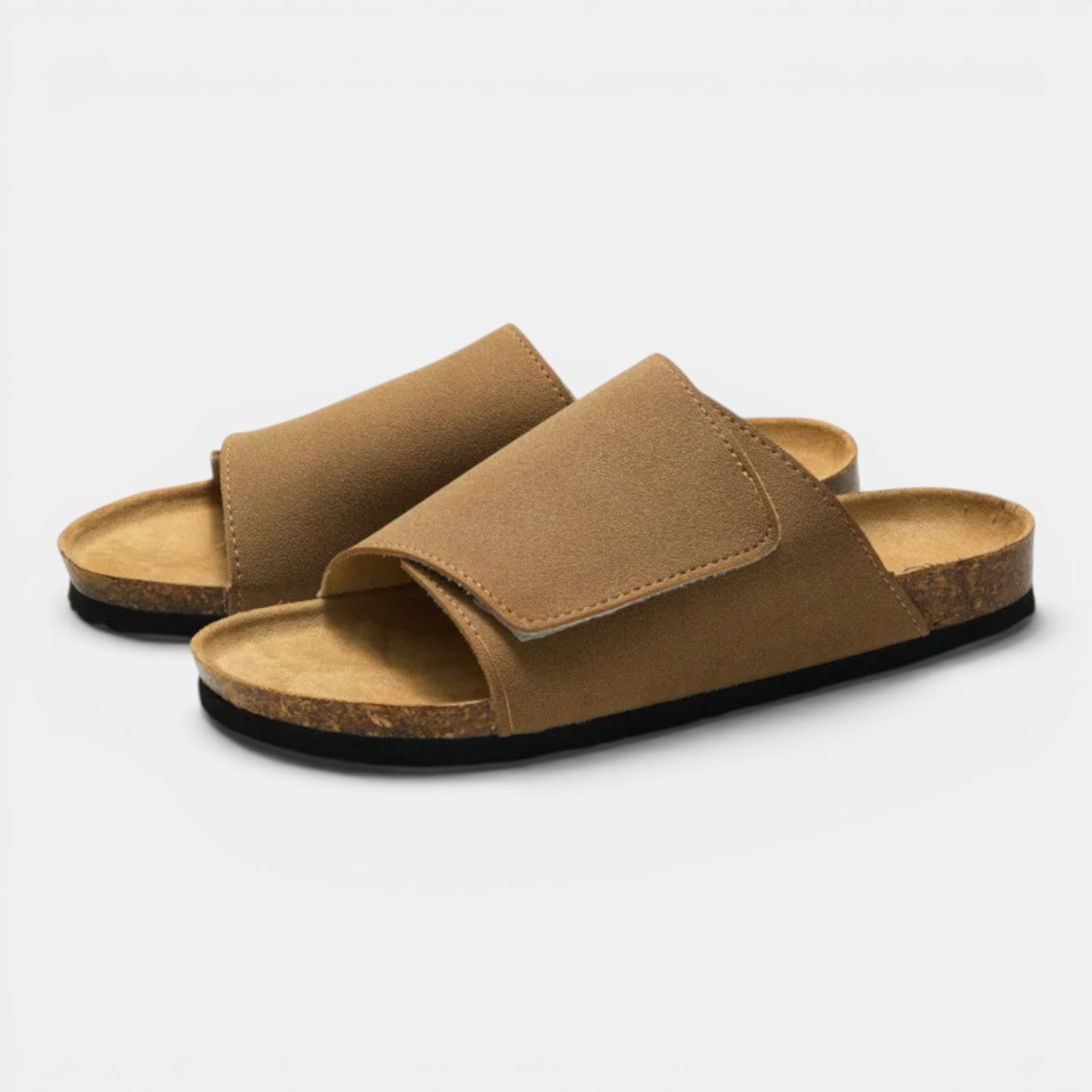 Monvaline | Men's PU Leather Cork Sandals Rubber Sole Casual Slides