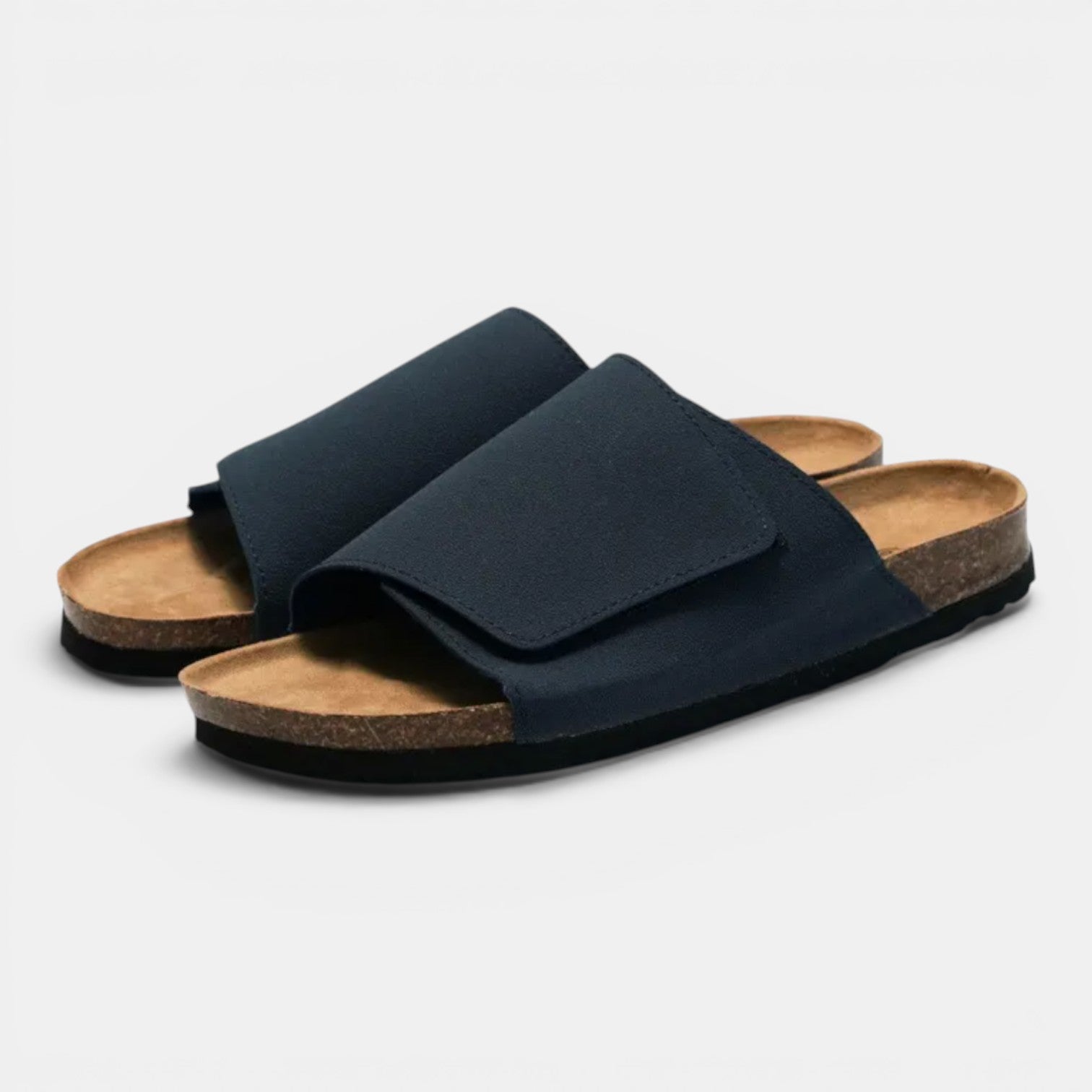 Monvaline | Men's PU Leather Cork Sandals Rubber Sole Casual Slides