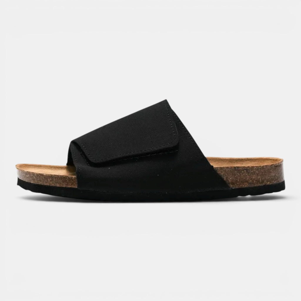 Monvaline | Men's PU Leather Cork Sandals Rubber Sole Casual Slides