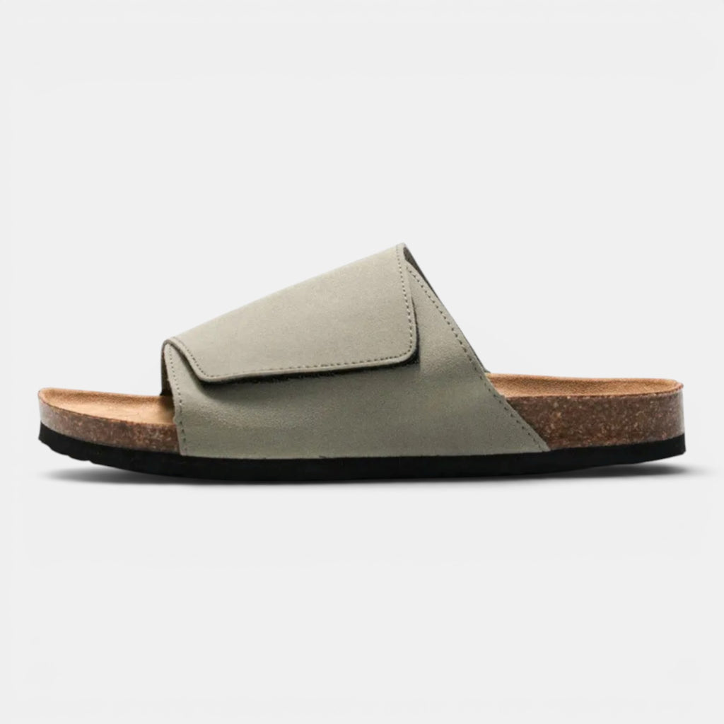 Monvaline | Men's PU Leather Cork Sandals Rubber Sole Casual Slides