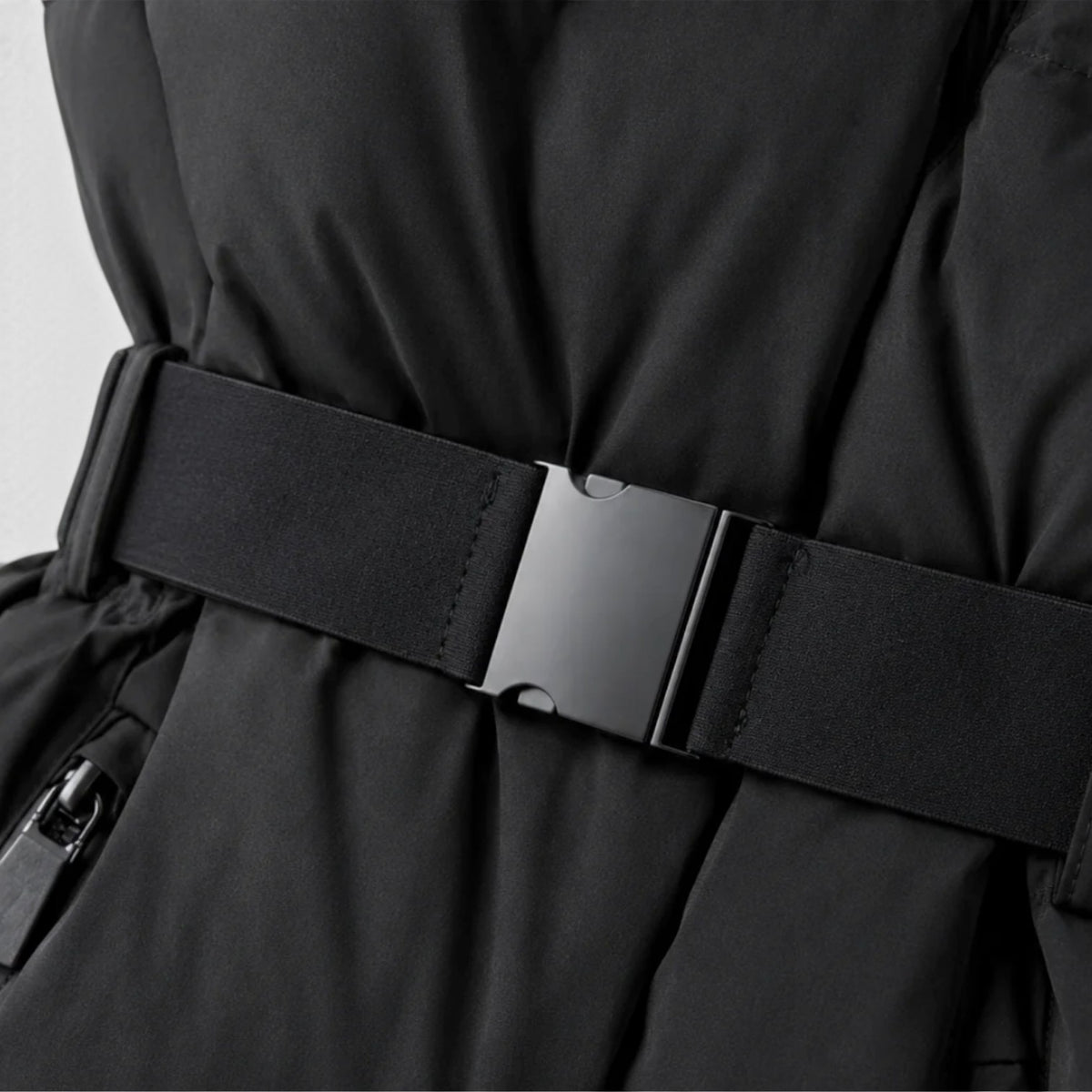 Monvaline | Women’s Hooded Puffer Jacket – Belted Waist & Cold-Weather Warmth