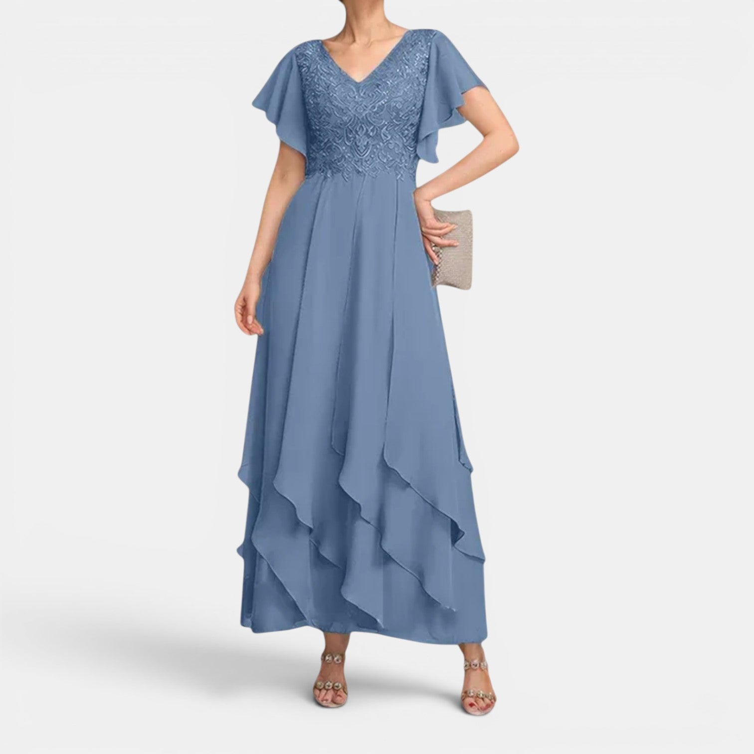 Monvaline | Women’s Lace Chiffon Occasion Dress