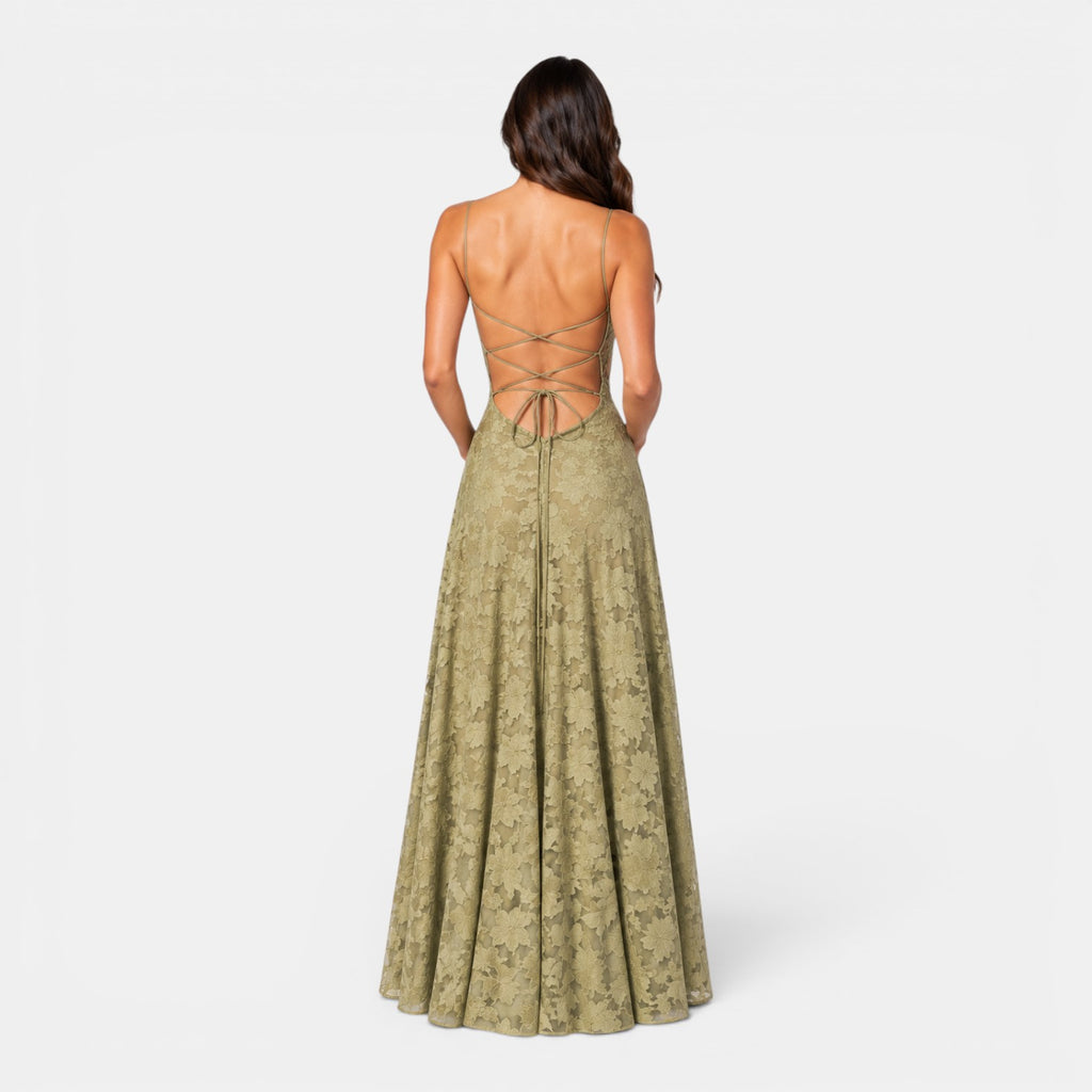 Monvaline | Women's Backless Lace-Up Dress Slim Fit High Waist Sleeveless