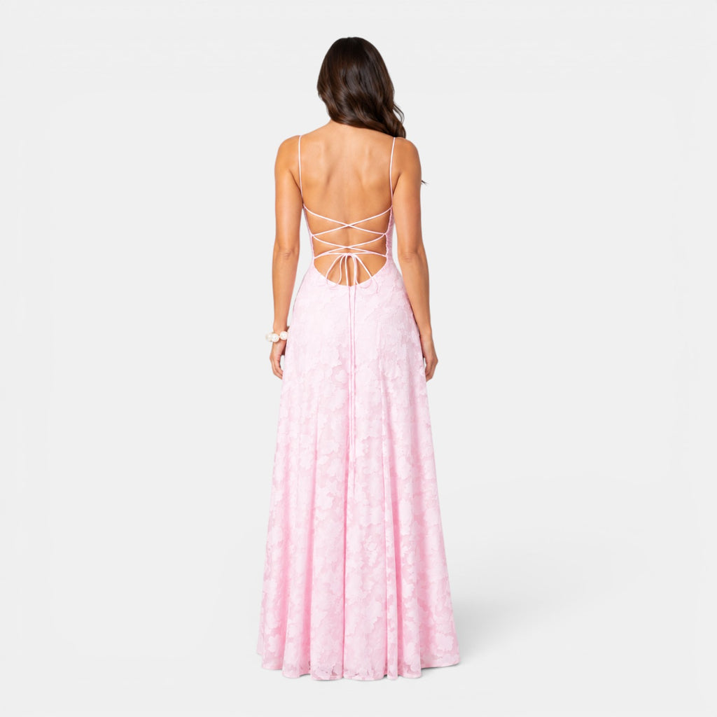 Monvaline | Women's Backless Lace-Up Dress Slim Fit High Waist Sleeveless