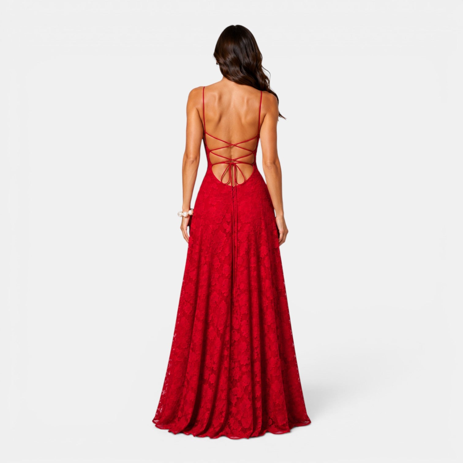 Monvaline | Women's Backless Lace-Up Dress Slim Fit High Waist Sleeveless