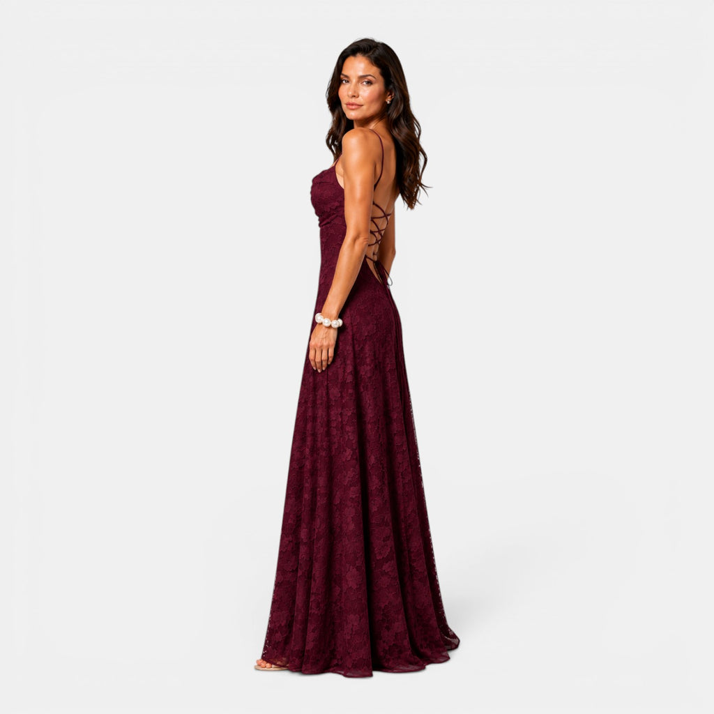 Monvaline | Women's Backless Lace-Up Dress Slim Fit High Waist Sleeveless