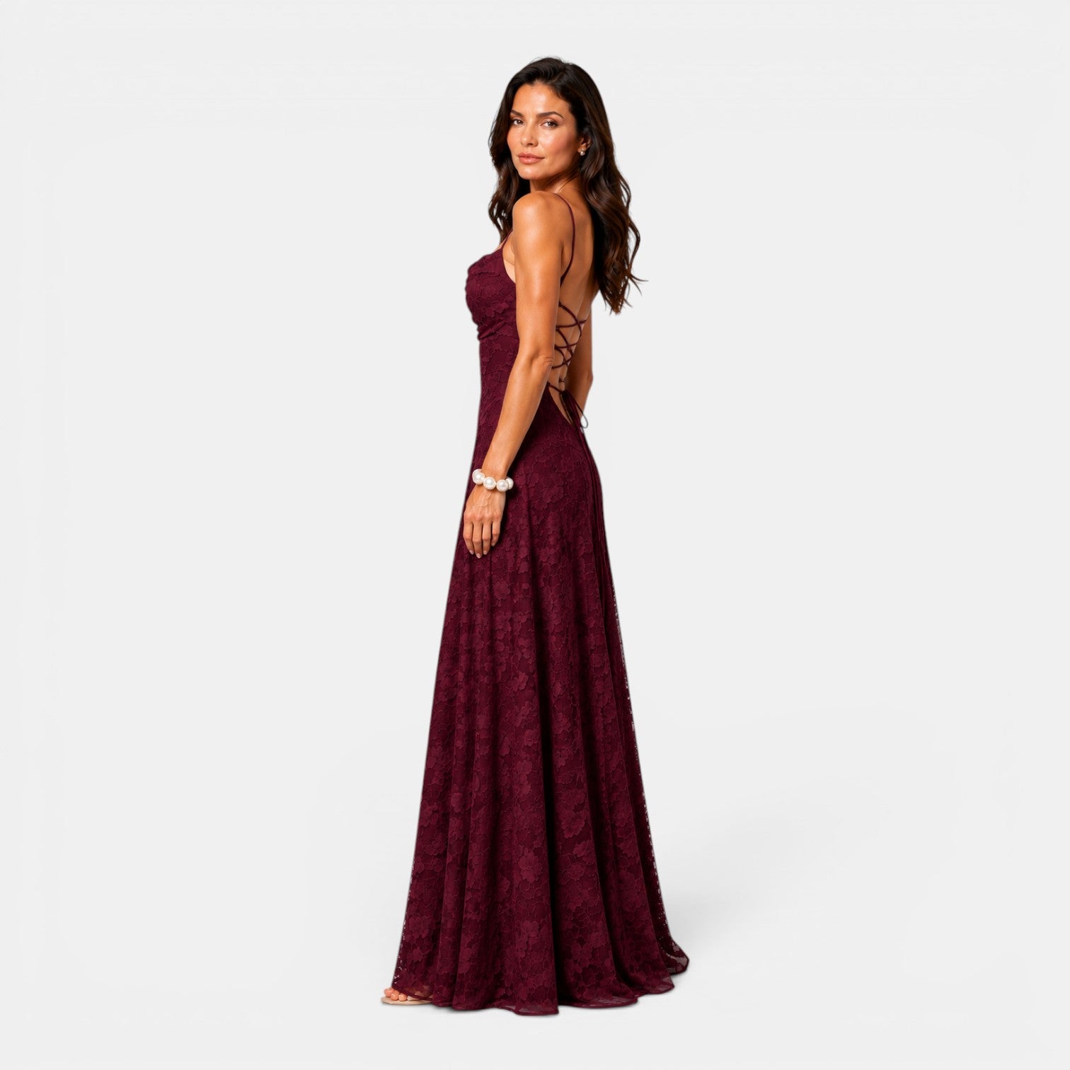 Monvaline | Women's Backless Lace-Up Dress Slim Fit High Waist Sleeveless