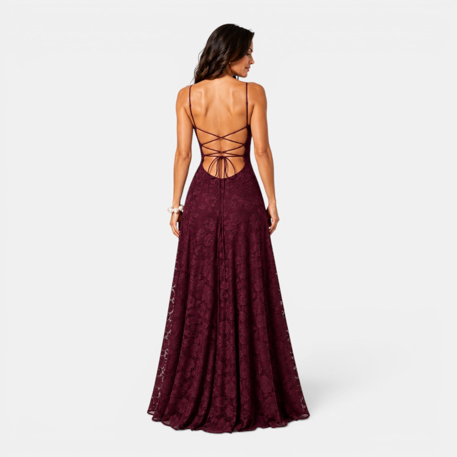 Monvaline | Women's Backless Lace-Up Dress Slim Fit High Waist Sleeveless