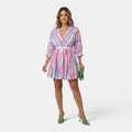 Monvaline | Women’s Belted Stripe Swing Dress