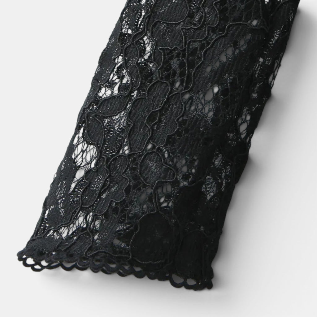 Monvaline | Women’s Black Lace Sleeve Mini Dress for Evening Events