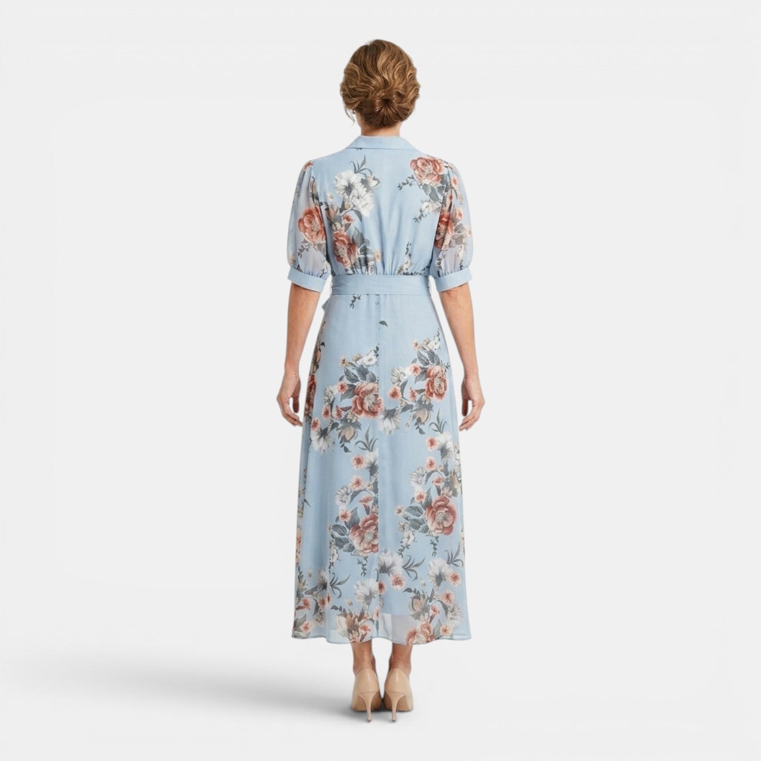 Monvaline | Women's Blue Floral Maxi Dress for Summer Holidays