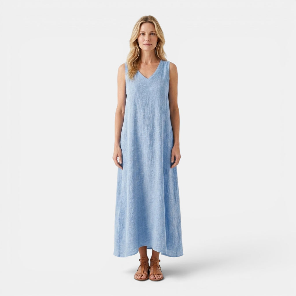 Monvaline | Women’s Breathable Linen Blend Maxi Dress for Travel