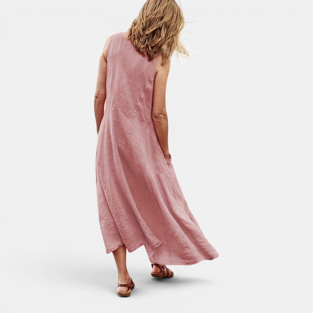 Monvaline | Women’s Casual Sleeveless Midi Dress with Pockets for Summer