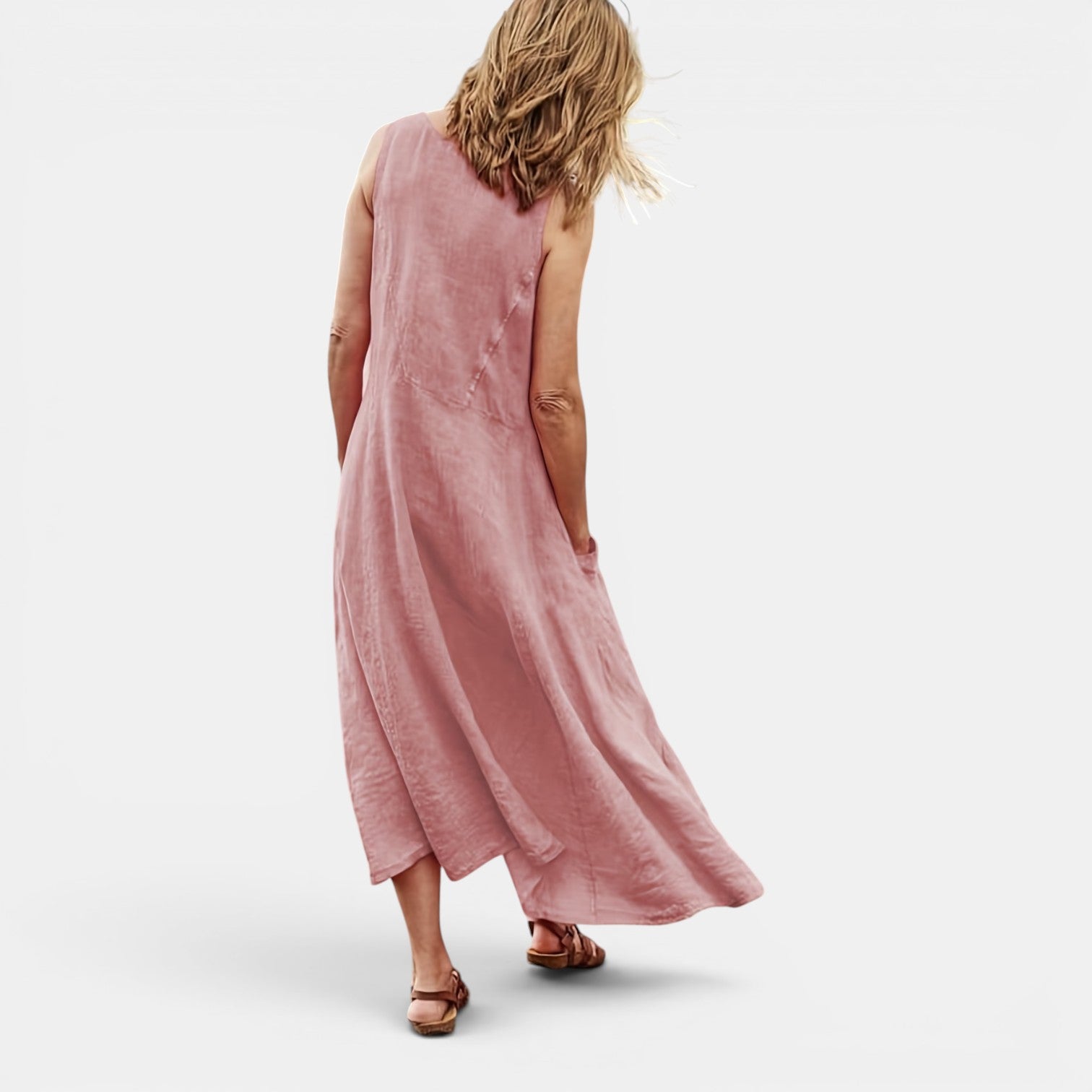 Monvaline | Women’s Casual Sleeveless Midi Dress with Pockets for Summer