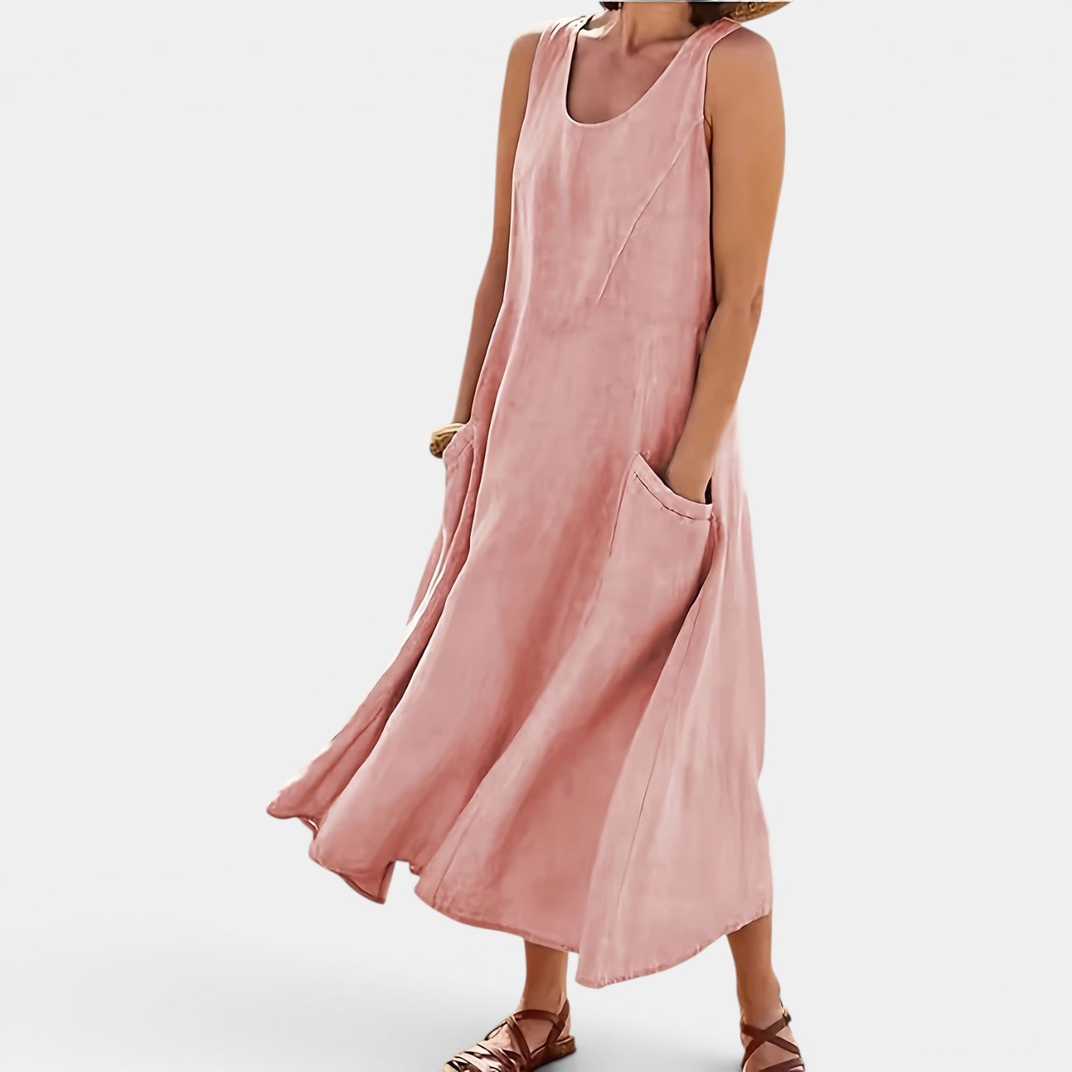 Monvaline | Women’s Casual Sleeveless Midi Dress with Pockets for Summer