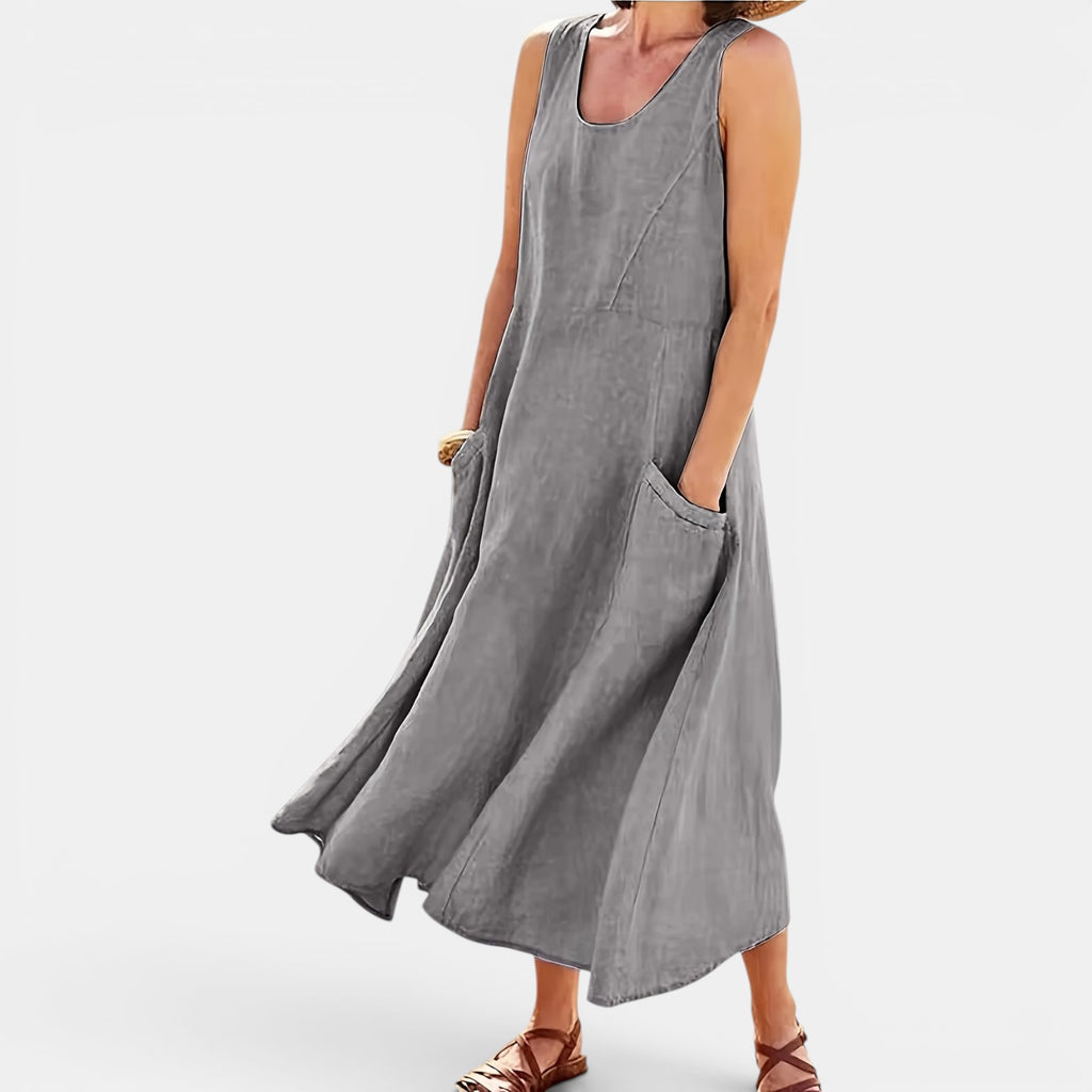 Monvaline | Women’s Casual Sleeveless Midi Dress with Pockets for Summer
