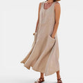 Monvaline | Women’s Casual Sleeveless Midi Dress with Pockets for Summer