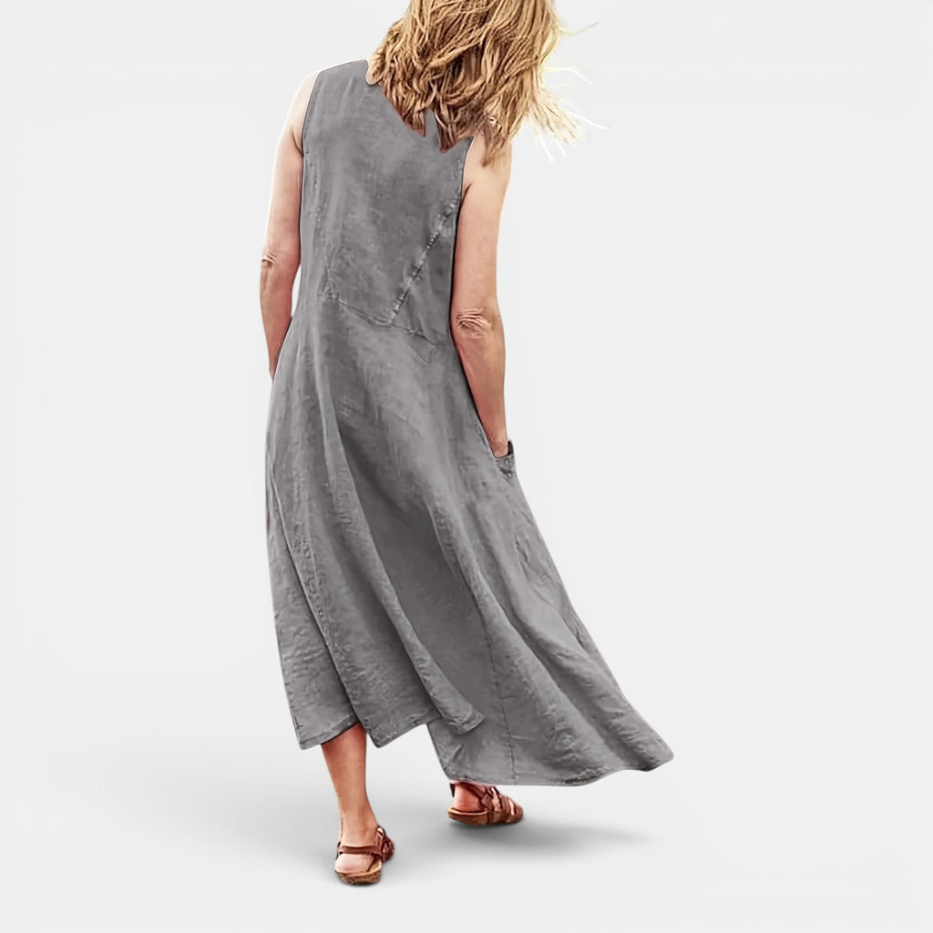 Monvaline | Women’s Casual Sleeveless Midi Dress with Pockets for Summer