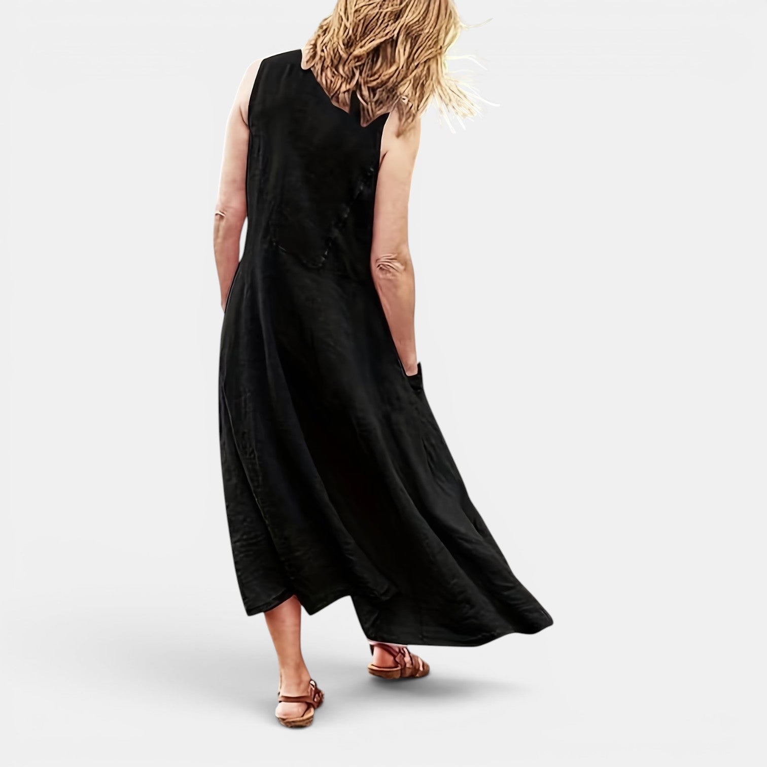 Monvaline | Women’s Casual Sleeveless Midi Dress with Pockets for Summer