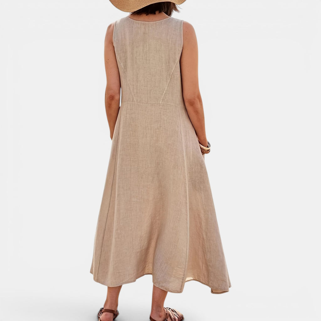 Monvaline | Women’s Casual Sleeveless Midi Dress with Pockets for Summer