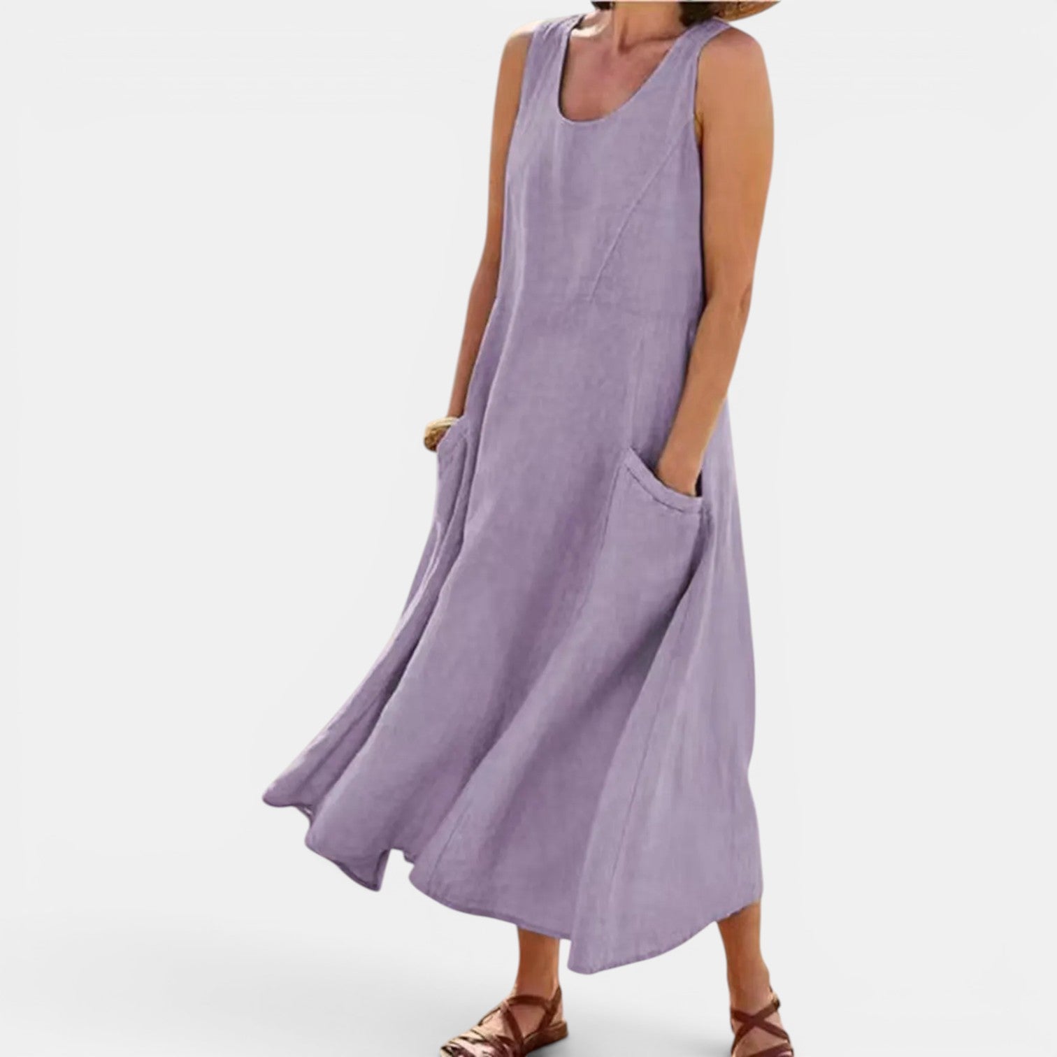 Monvaline | Women’s Casual Sleeveless Midi Dress with Pockets for Summer