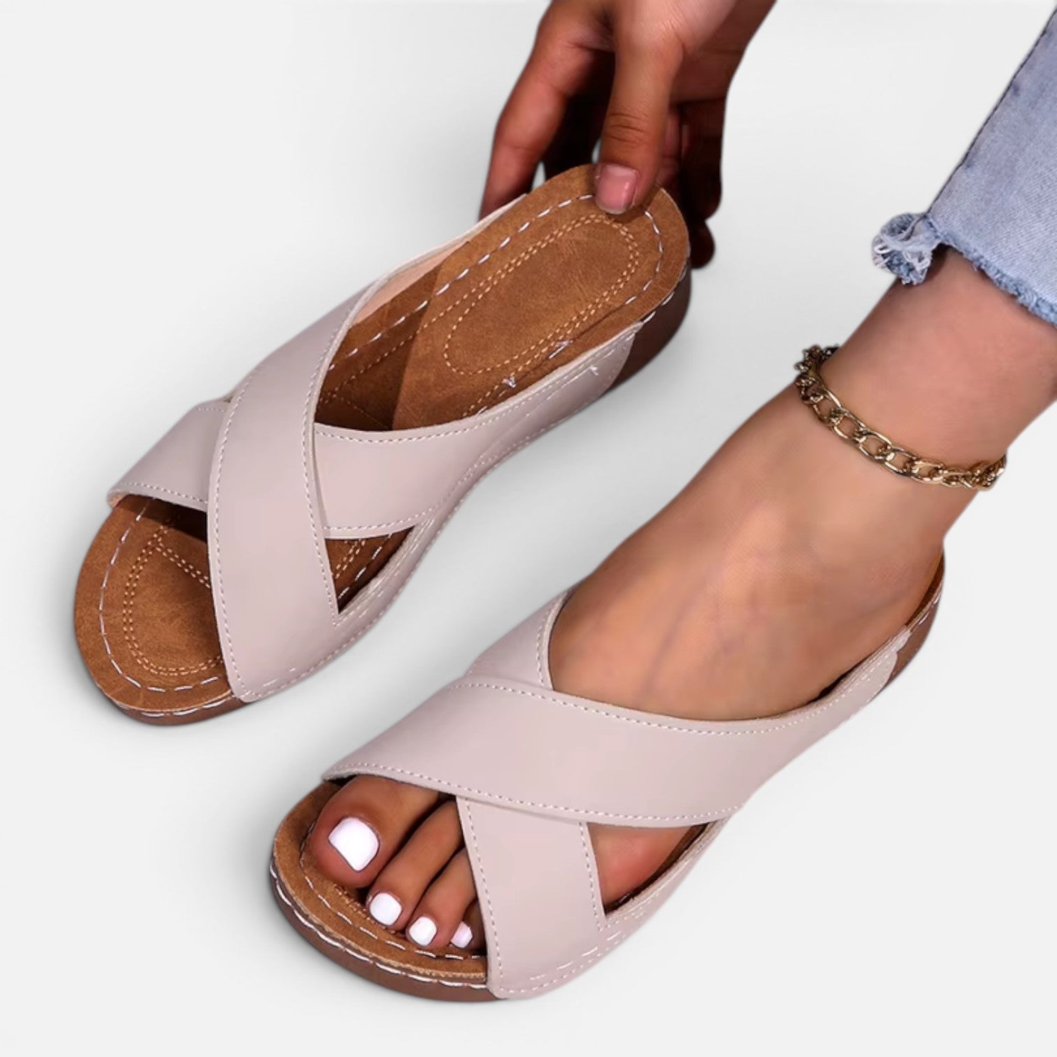 Monvaline | Women’s Comfortable Platform Sandals Leather Summer Heels