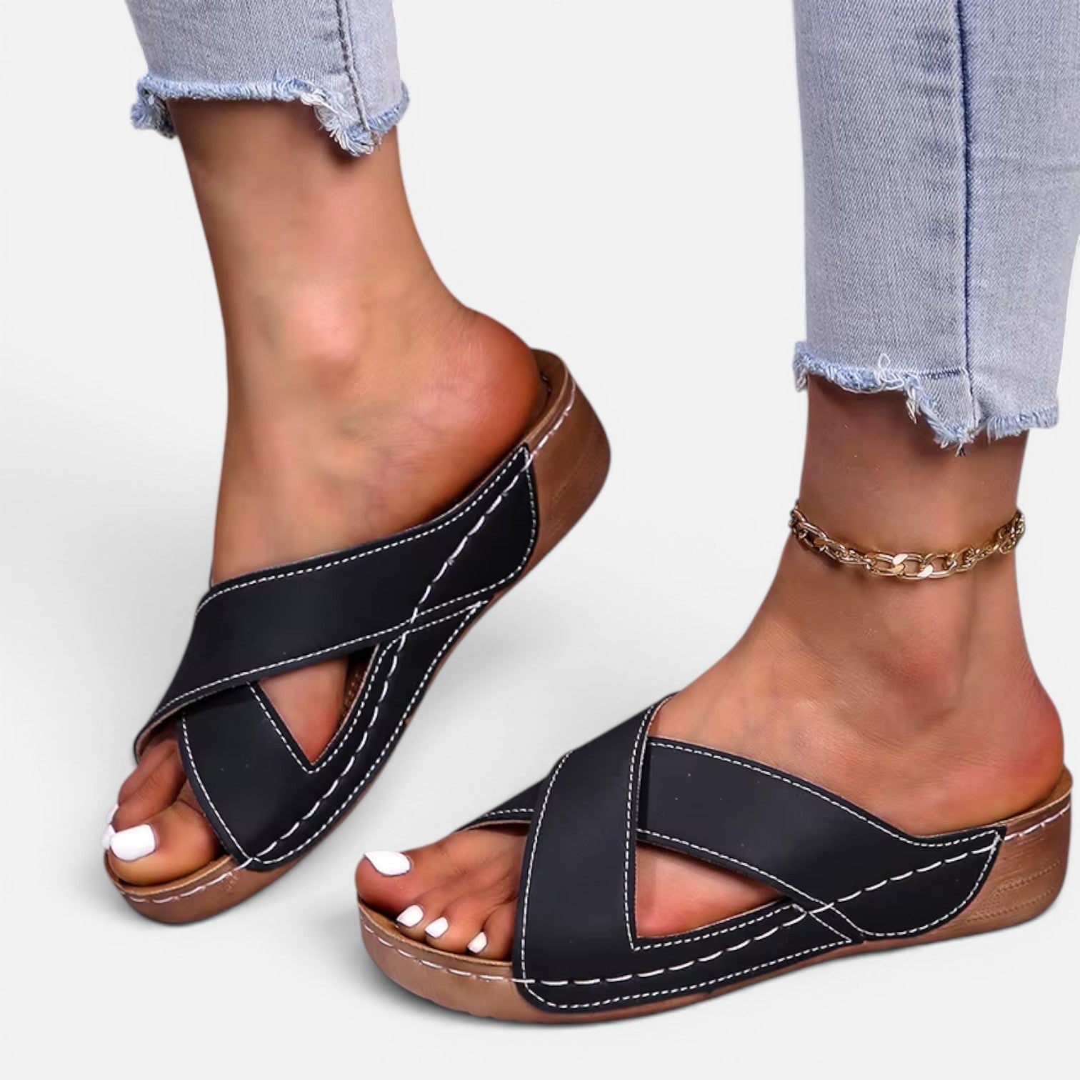 Monvaline | Women’s Comfortable Platform Sandals Leather Summer Heels