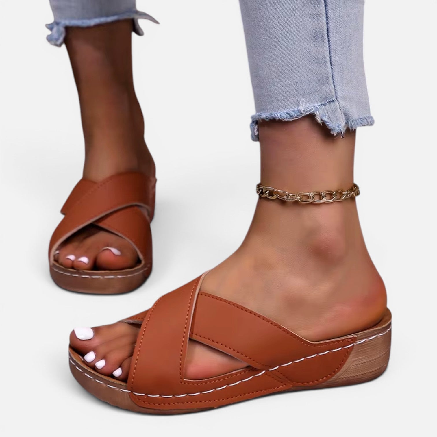 Monvaline | Women’s Comfortable Platform Sandals Leather Summer Heels