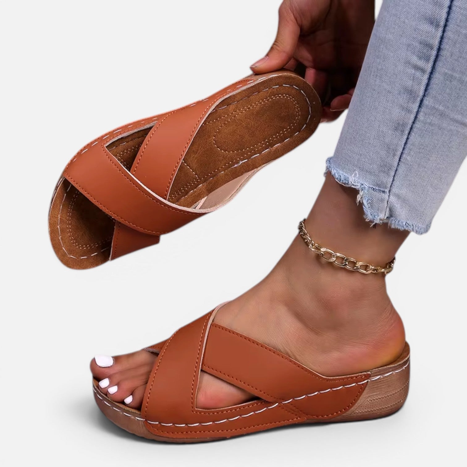 Monvaline | Women’s Comfortable Platform Sandals Leather Summer Heels