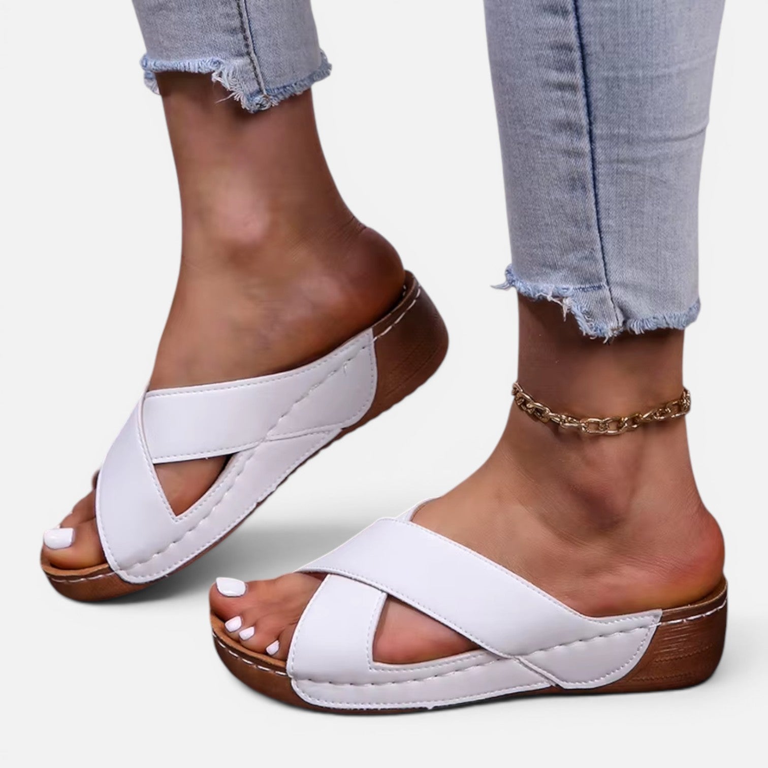 Monvaline | Women’s Comfortable Platform Sandals Leather Summer Heels