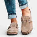 Monvaline | Women’s Comfortable Suede Flat Slippers Slip-On Daily Wear