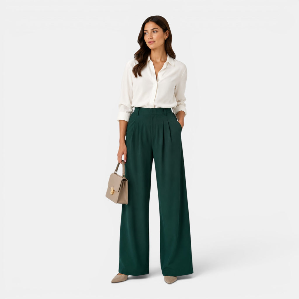 Monvaline | Women’s Comfortable Wide Leg Work Trousers High Waist