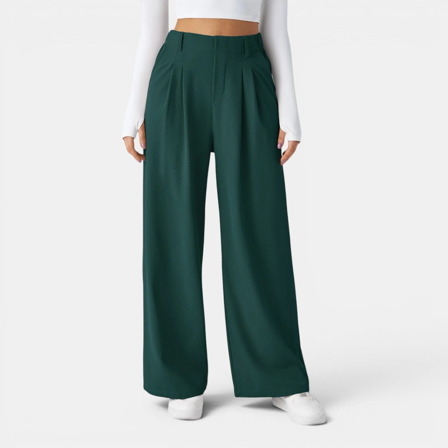 Monvaline | Women’s Comfortable Wide Leg Work Trousers High Waist