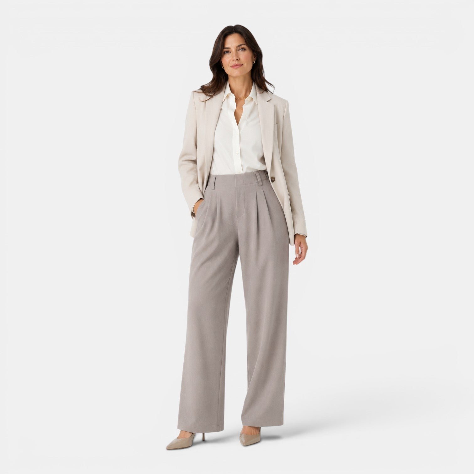 Monvaline | Women’s Comfortable Wide Leg Work Trousers High Waist