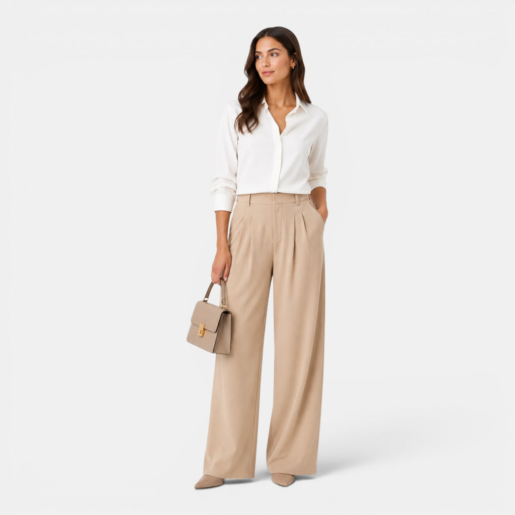 Monvaline | Women’s Comfortable Wide Leg Work Trousers High Waist