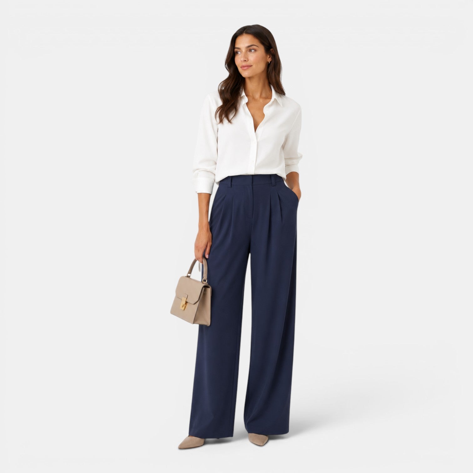 Monvaline | Women’s Comfortable Wide Leg Work Trousers High Waist