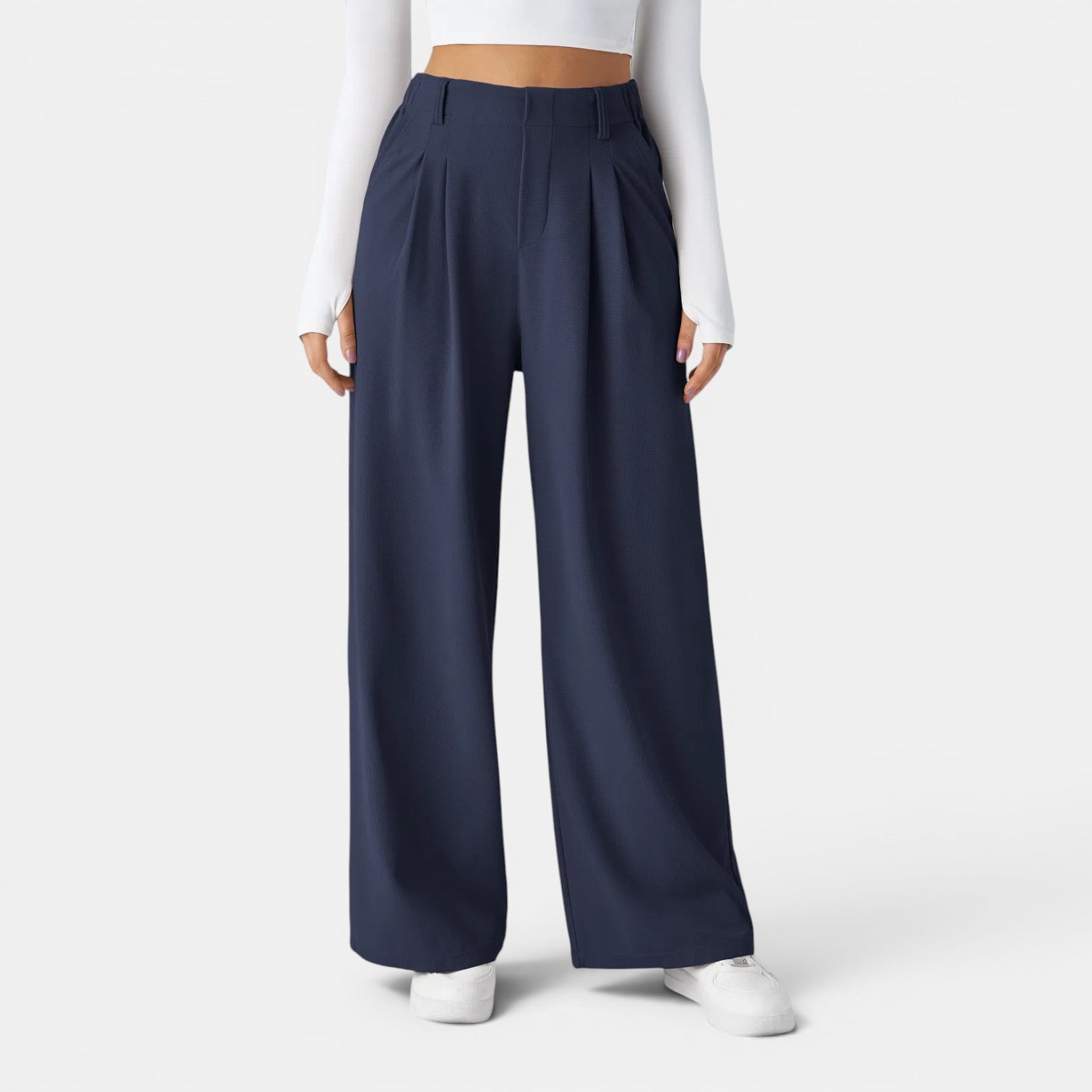 Monvaline | Women’s Comfortable Wide Leg Work Trousers High Waist