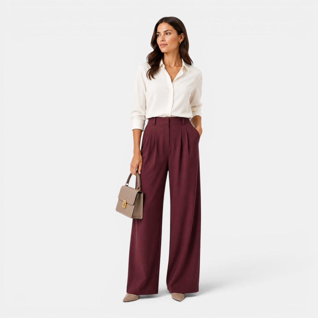 Monvaline | Women’s Comfortable Wide Leg Work Trousers High Waist