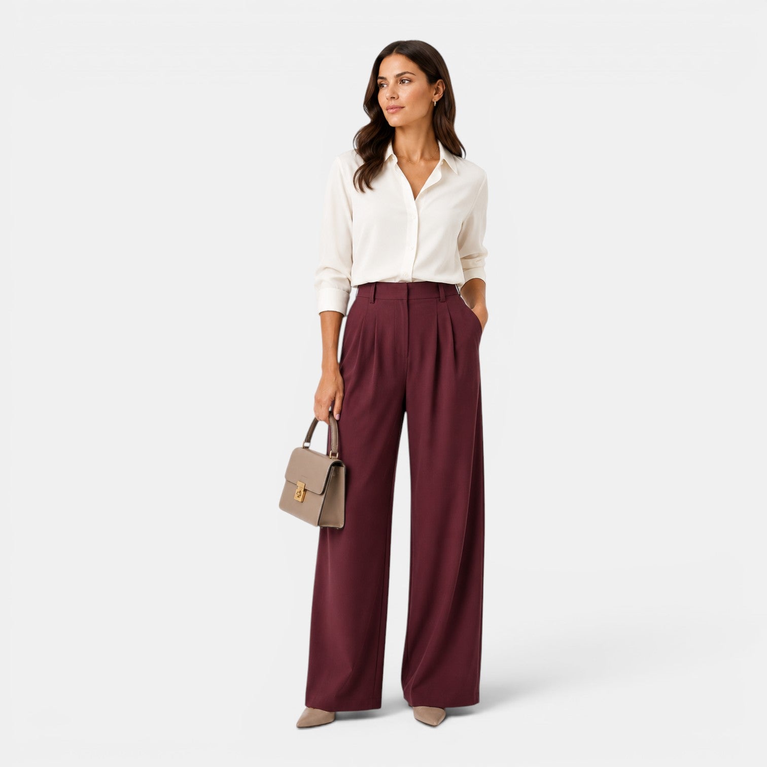 Monvaline | Women’s Comfortable Wide Leg Work Trousers High Waist