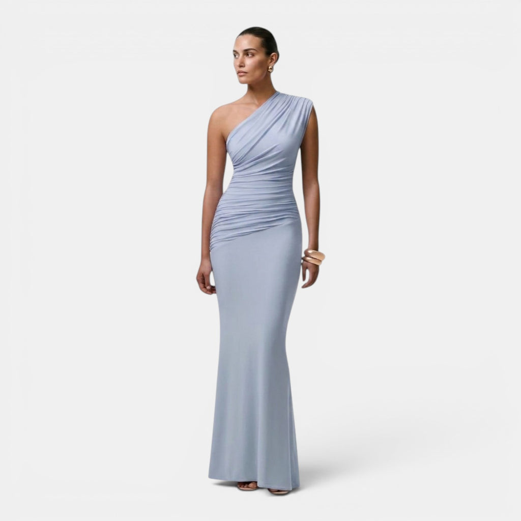 Monvaline | Women’s Draped Asymmetric Maxi Dress