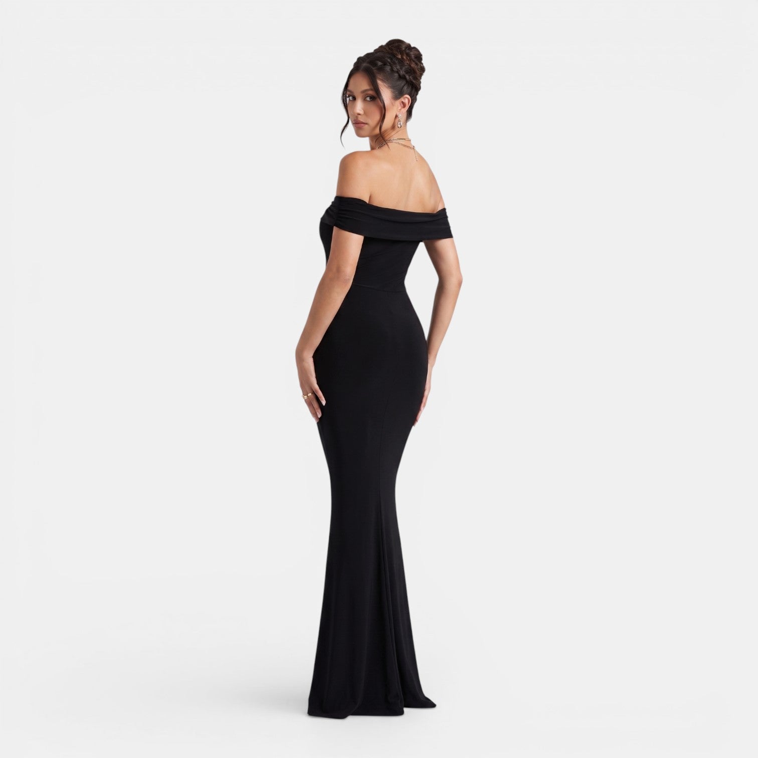 Monvaline | Women’s Elegant Bardot Dress Split Maxi Evening Occasion