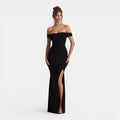 Monvaline | Women’s Elegant Bardot Dress Split Maxi Evening Occasion