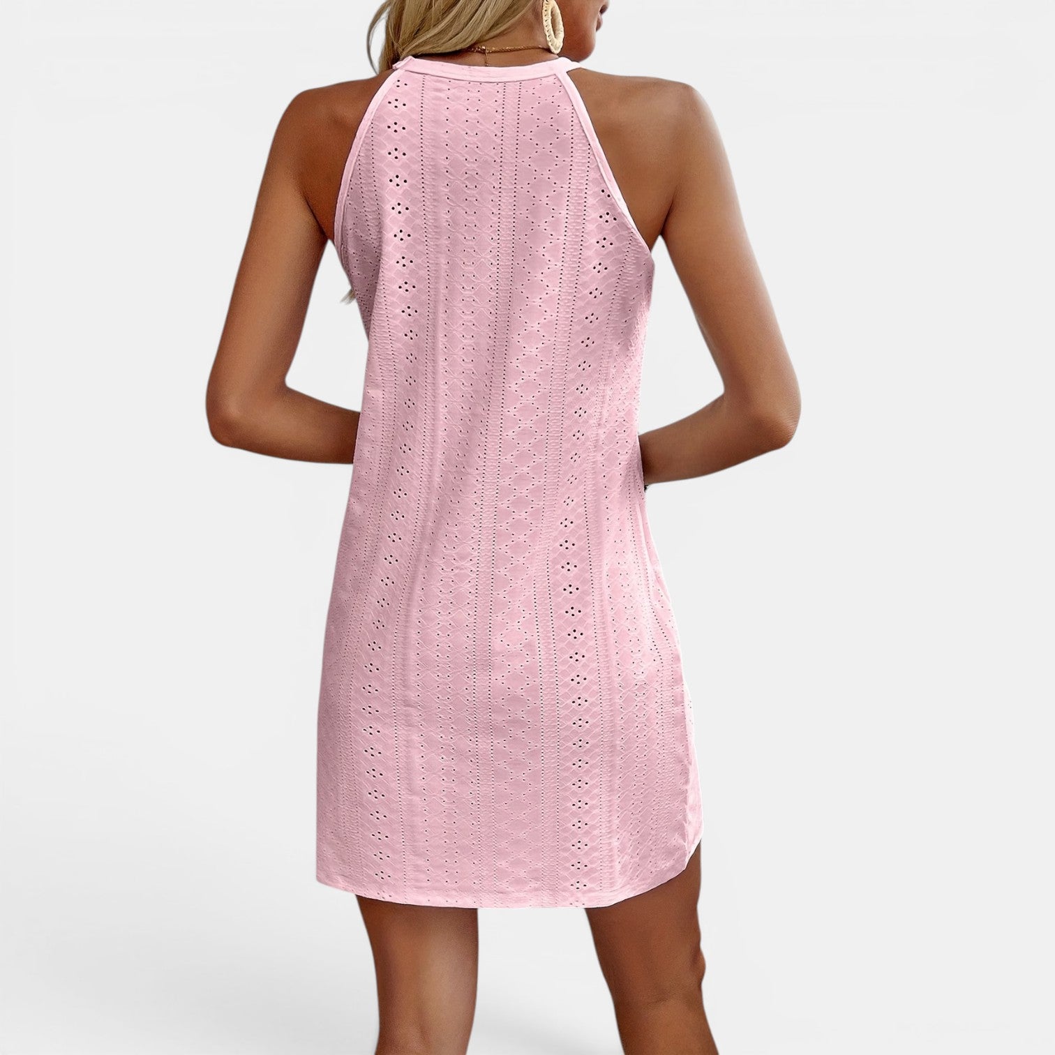 Monvaline | Women’s Elegant Halter Dress – Floral Jacquard Evening Wear
