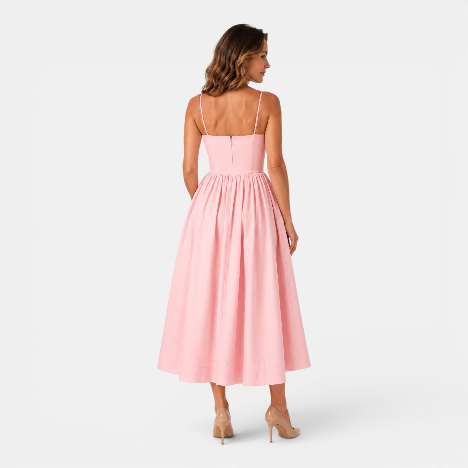Monvaline | Women's Strappy A-Line Midi Dress