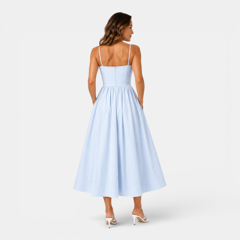 Monvaline | Women's Strappy A-Line Midi Dress