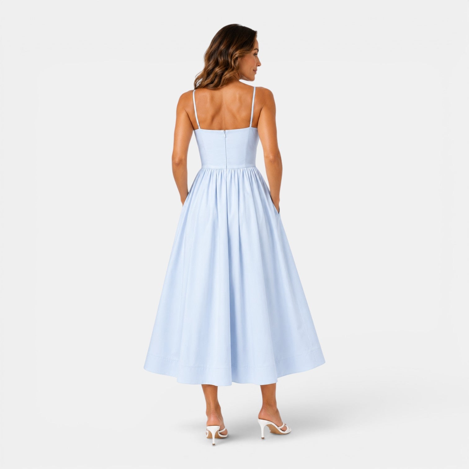 Monvaline | Women's Strappy A-Line Midi Dress