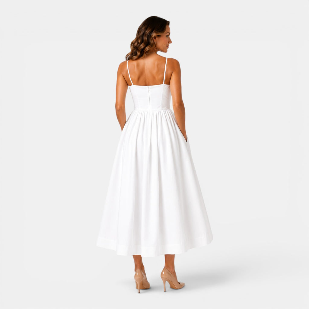 Monvaline | Women's Strappy A-Line Midi Dress
