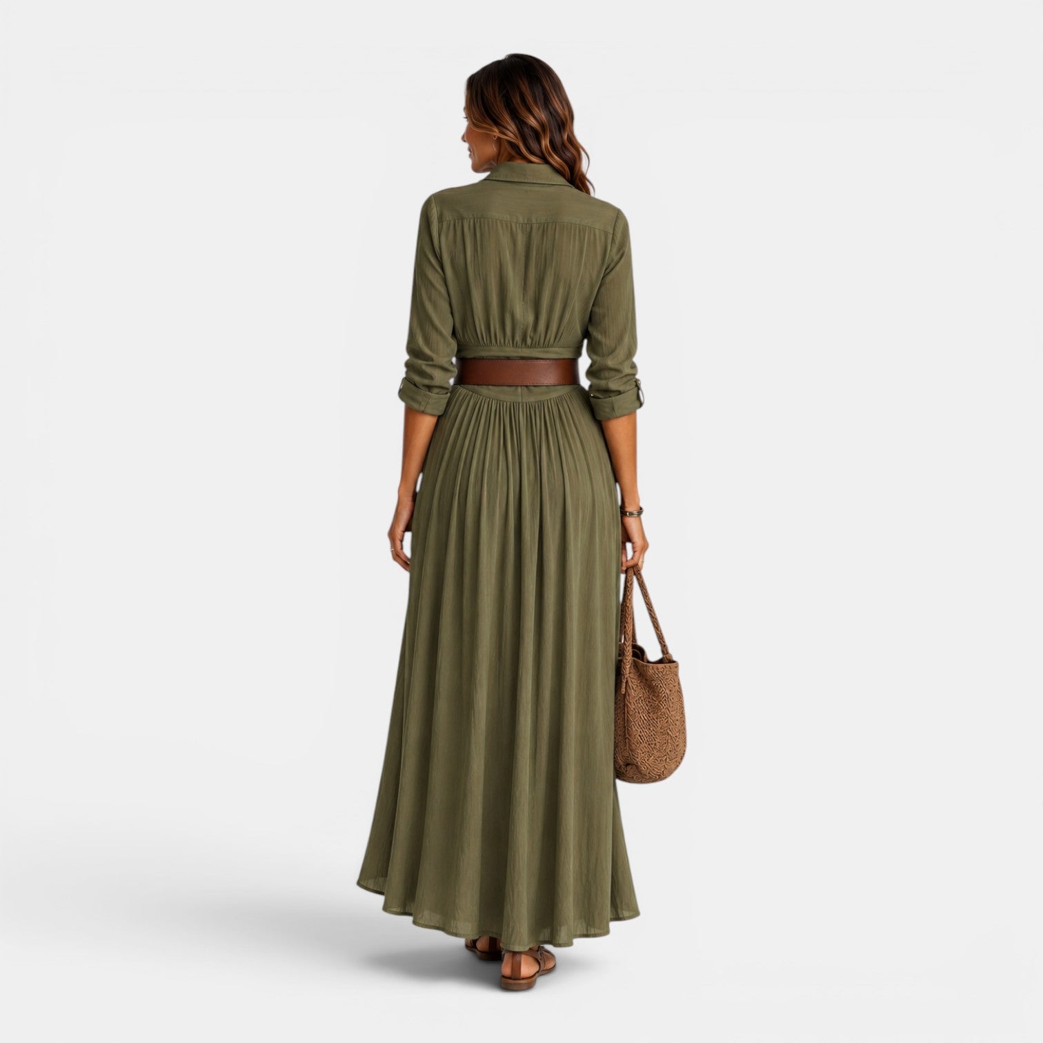 Monvaline | Women's Elegant Pleated Maxi Dress for Weddings & Special Occasions
